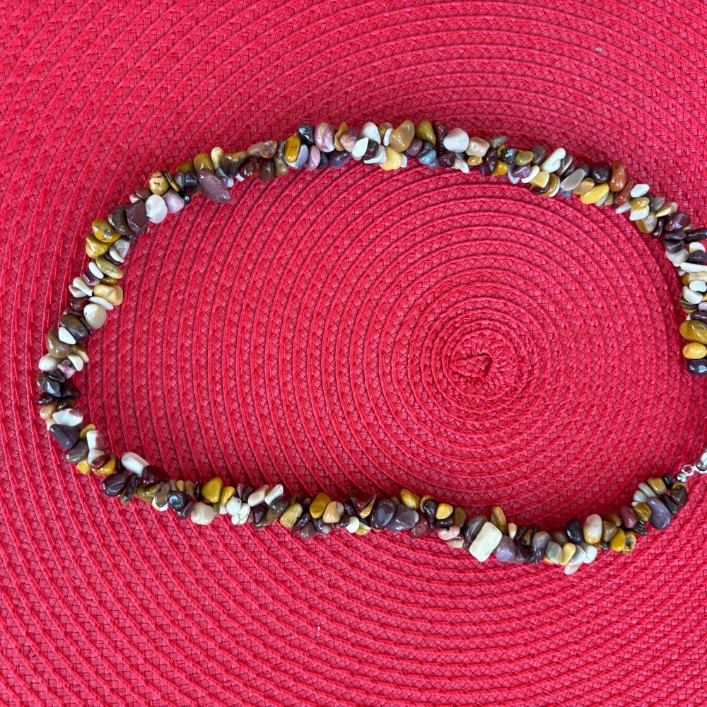 Multicolor Gem Stone Beaded Necklace 20” - Picture 4 of 6